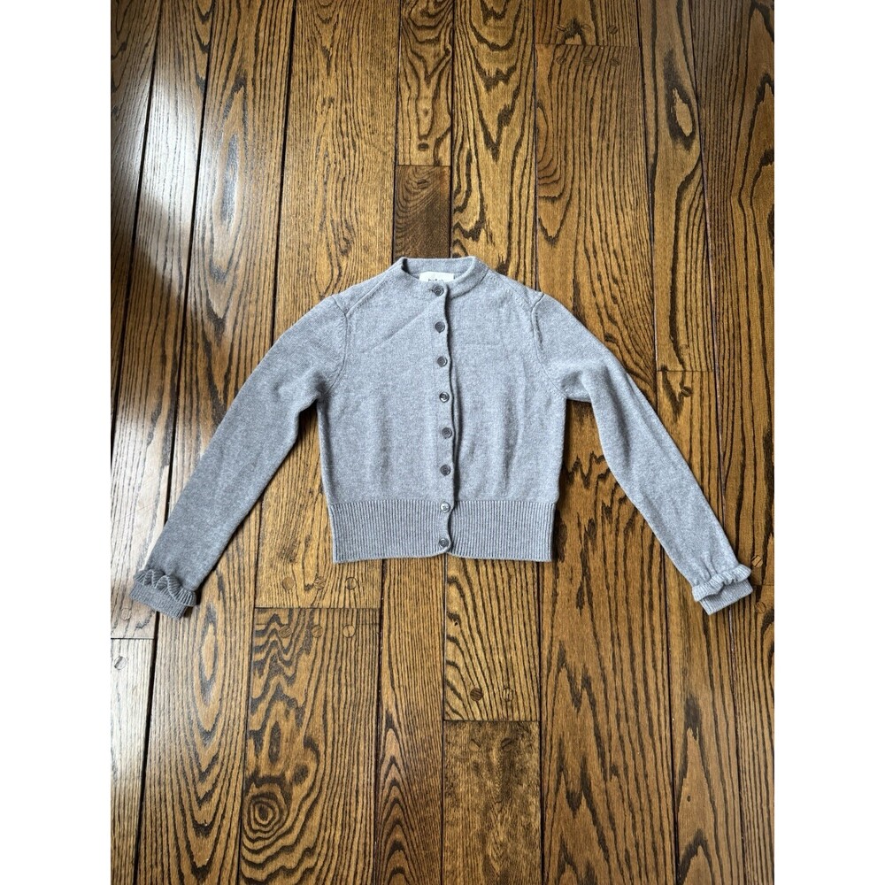 Ba&sh Women's Gray Cardigan Sweater Size Small with Ruffle Detail